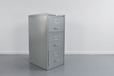 Vintage Grey Metal 3 Drawer Filing Cabinet by Thurnams