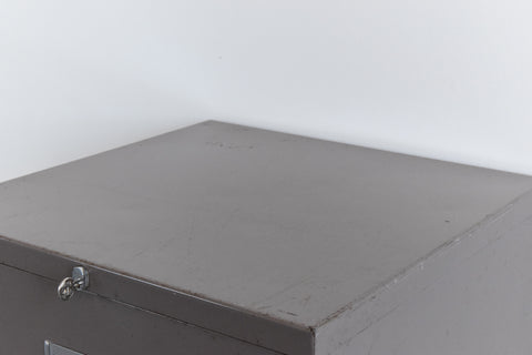 Vintage Grey Metal Filing Cabinet / Cupboard by Stol