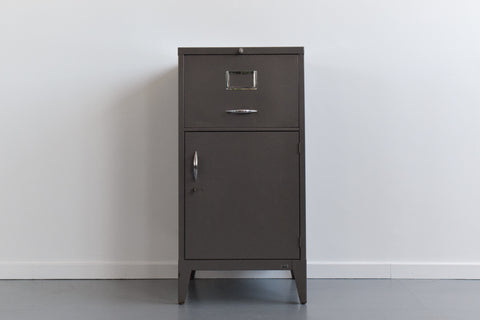 Vintage Grey Metal Filing Cabinet / Cupboard by Stol