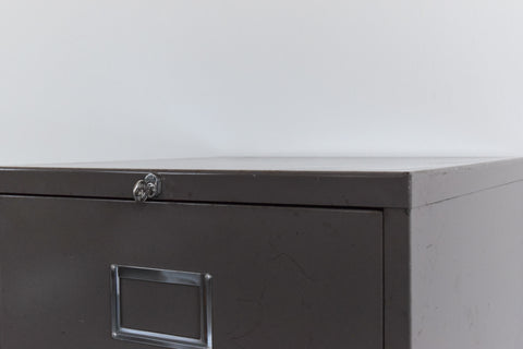 Vintage Grey Metal Filing Cabinet / Cupboard by Stol
