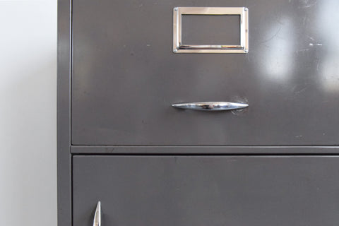 Vintage Grey Metal Filing Cabinet / Cupboard by Stol