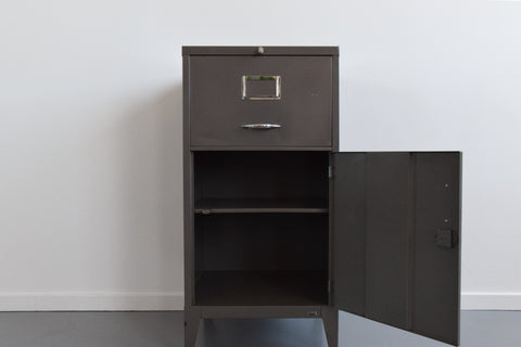 Vintage Grey Metal Filing Cabinet / Cupboard by Stol