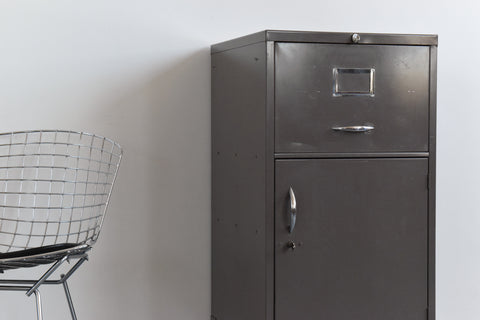 Vintage Grey Metal Filing Cabinet / Cupboard by Stol