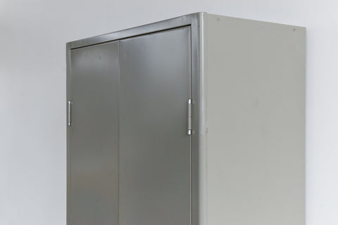 Vintage Grey Metal Industrial Double Door Locker / Cabinet by Triumph