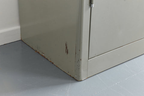 Vintage Grey Metal Industrial Double Door Locker / Cabinet by Triumph