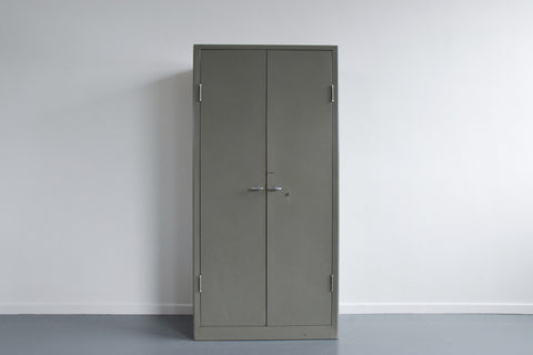 Vintage Grey Metal Industrial Double Door Locker / Cabinet by Triumph