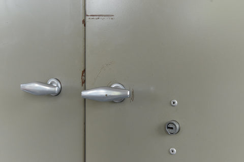 Vintage Grey Metal Industrial Double Door Locker / Cabinet by Triumph