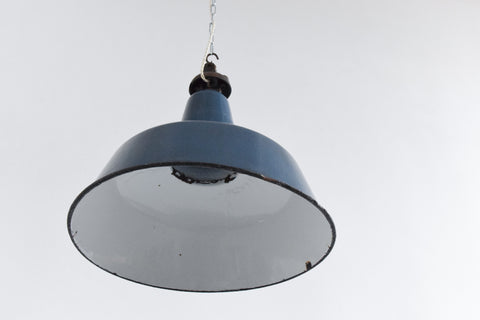 Vintage Industrial Blue Enamel Pendant Light Shade