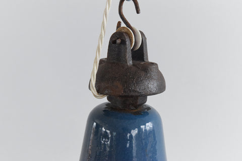 Vintage Industrial Blue Enamel Pendant Light Shade