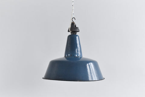 Vintage Industrial Blue Enamel Pendant Light Shade