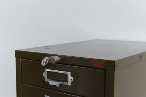 Vintage Industrial Green 10 Drawer Metal Filing Cabinet by Howden