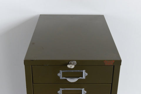 Vintage Industrial Green 10 Drawer Metal Filing Cabinet by Howden
