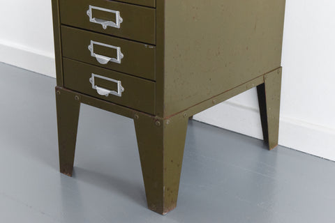 Vintage Industrial Green 10 Drawer Metal Filing Cabinet by Howden