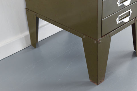 Vintage Industrial Green 10 Drawer Metal Filing Cabinet by Howden