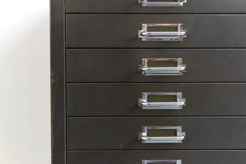 Vintage Industrial Green 10 Drawer Metal Filing Cabinet by Stor