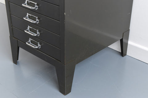 Vintage Industrial Green 10 Drawer Metal Filing Cabinet by Stor