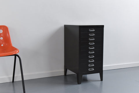 Vintage Industrial Green 10 Drawer Metal Filing Cabinet by Stor
