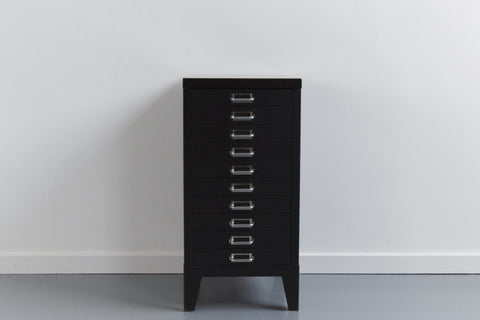 Vintage Industrial Green 10 Drawer Metal Filing Cabinet by Stor