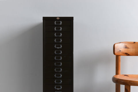 Vintage Industrial Green 15 Drawer Metal Filing Cabinet by Nubo