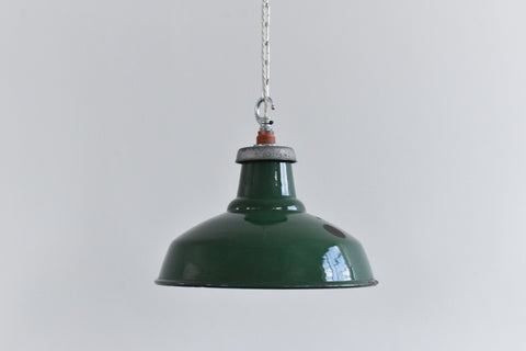 Vintage Industrial Green Enamel Pendant Light Shade