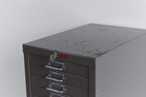 Vintage Industrial Grey 21 Drawer Metal Filing Cabinet by Stor