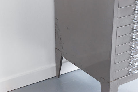 Vintage Industrial Grey 21 Drawer Metal Filing Cabinet by Stor