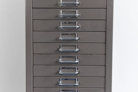Vintage Industrial Grey 21 Drawer Metal Filing Cabinet by Stor