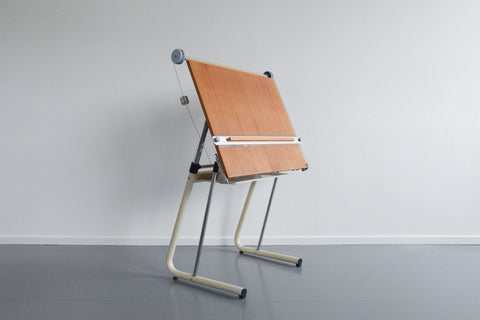 Vintage Industrial Wooden and Metal Framed Architect's Drafting Board by Neolt