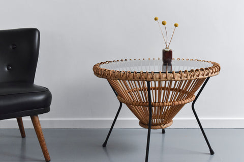 Vintage Italian Bamboo Coffee Table by Franco Albini