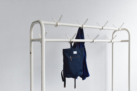 Vintage Large Cream Metal School Coat Rack / Stand