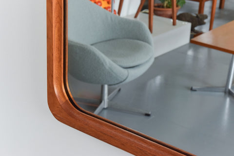 Vintage Large Danish Teak Wall Mirror by B.M. Spejle