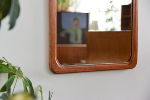 Vintage Large Danish Teak Wall Mirror by B.M. Spejle