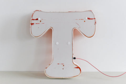 Vintage Large Fairground Letter T Light