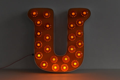 Vintage Large Fairground Letter U Light