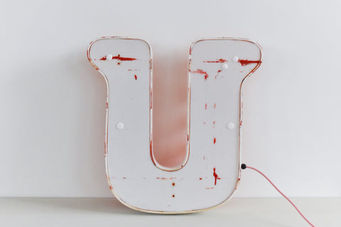 Vintage Large Fairground Letter U Light
