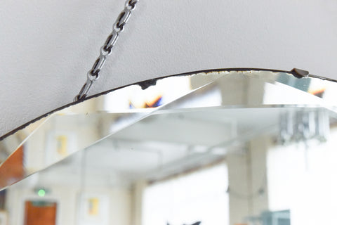 Vintage Large Frameless Round Mirror