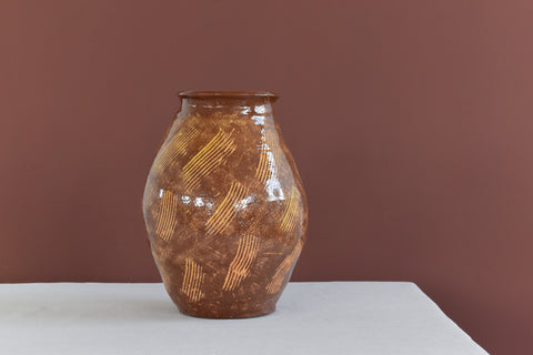 Vintage Large Glazed Terracotta Studio Pottery Vase