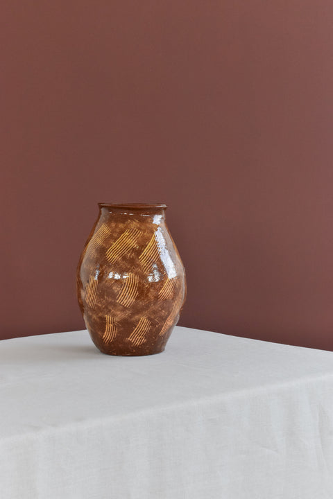 Vintage Large Glazed Terracotta Studio Pottery Vase