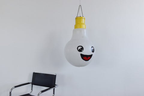 Vintage Large Novelty 1980s Plastic Light Bulb Pendant Lamp
