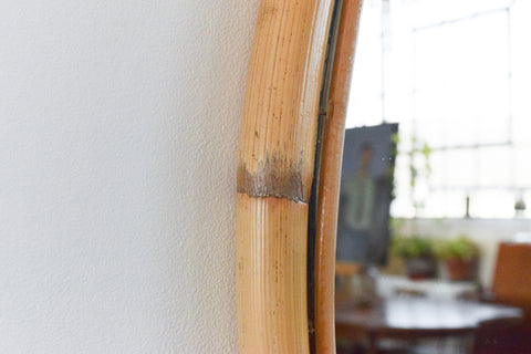Vintage Large Oval Bamboo Mirror