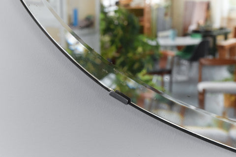 Vintage Large Oval Bevelled Mirror with Scalloped Top