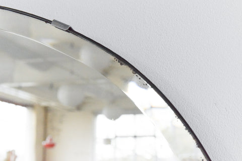 Vintage Large Oval Bevelled Mirror with Scalloped Top