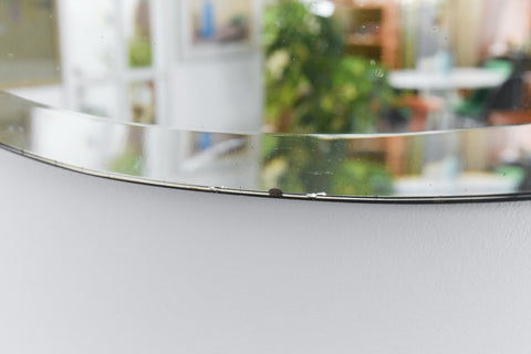 Vintage Large Oval Bevelled Mirror with Scalloped Top