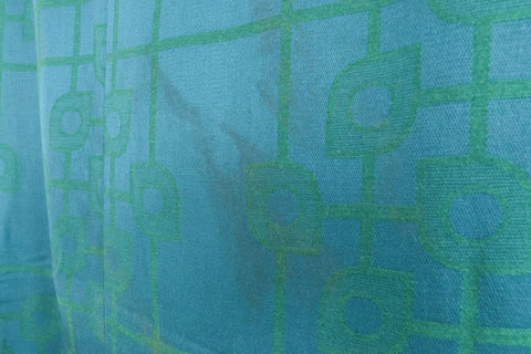 Vintage Large Pair of Teal and Green Patterned 1960s Curtains