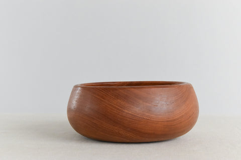 Vintage Large Mid-Century Hand Turned Wooden Fruit Bowl