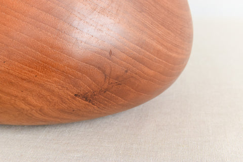 Vintage Large Mid-Century Hand Turned Wooden Fruit Bowl