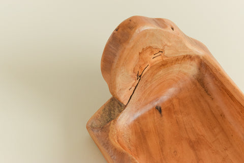 Vintage Large Sculptural Natural Wooden Fruit Bowl