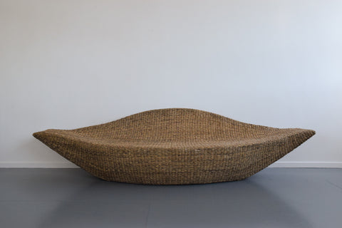 Vintage 1990s Large Sea Grass Gondola Sofa / Loveseat