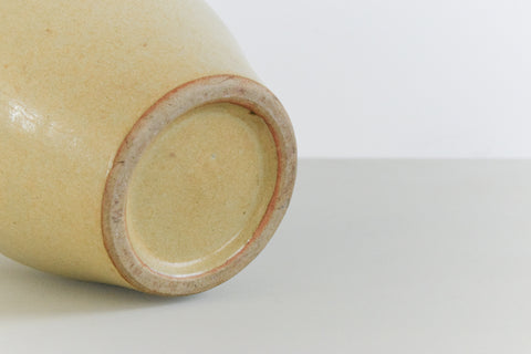 Vintage Large Studio Pottery Green and Beige Vase