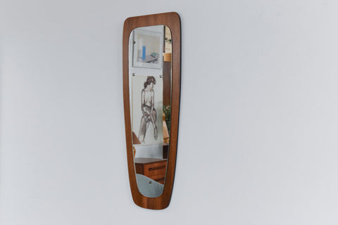 Vintage Teak Float Mounted Wall Mirror
